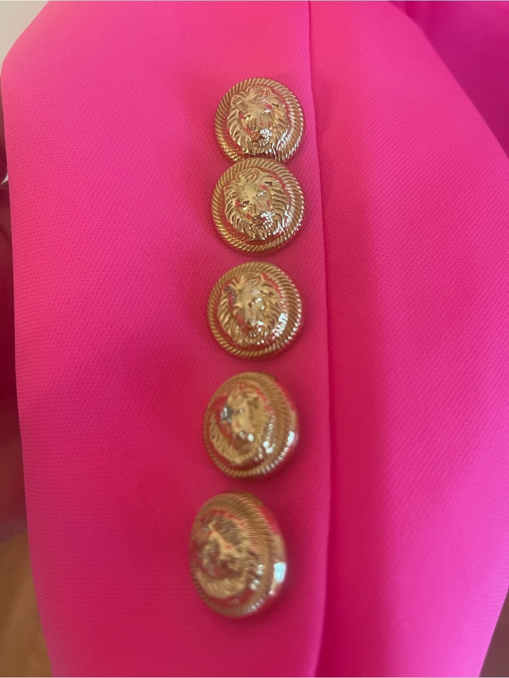 Tailored Double-Breasted Hot Pink Blazer Jacket - Picture 4 of 10